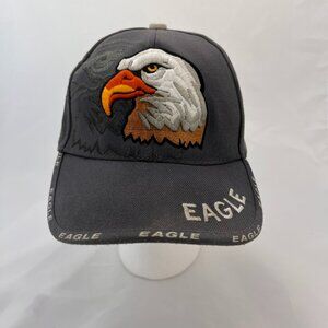 Embroidered Bald Eagle Ghost Design Grey 55% Cotton Baseball Cap Adjustable